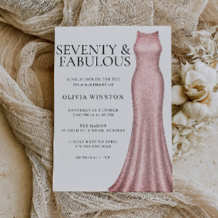 Elegante Rose Gold Dress Womans 70. Geburtstagspar Einladung