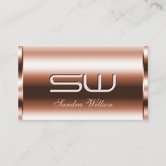 Elegante Rose Gold Effect Imitate 3D Optics Monogr Visitenkarte (Vorderseite)