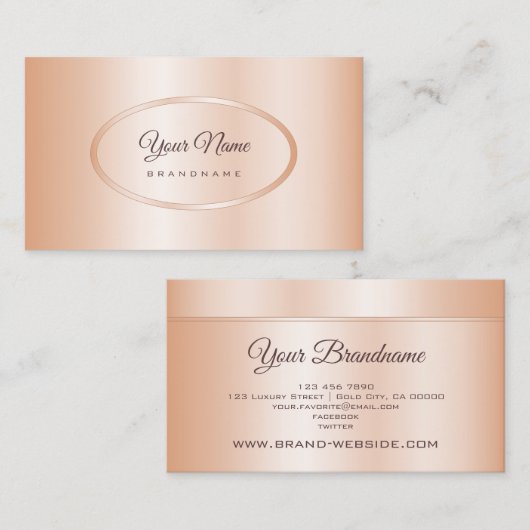 Elegante Rose Gold Effect Template Beruflich Visitenkarte (Vorne/Hinten)