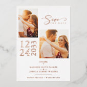 Elegante Rose Gold Effekt 2 Fotos Chic Wedding Folieneinladung (Vorderseite)