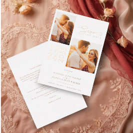 Elegante Rose Gold Effekt 2 Fotos Chic Wedding Folieneinladung