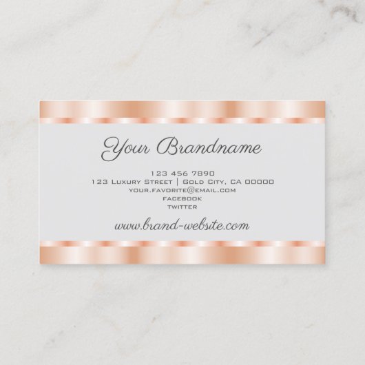 Elegante Rose Gold Effektfarben mit hellgrau Visitenkarte (Rückseite)