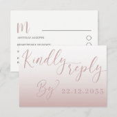 Elegante Rose Gold Einfache UAWG Wedding RSVP Karte (Vorne/Hinten)