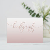 Elegante Rose Gold Einfache UAWG Wedding RSVP Karte (Stehend Vorderseite)