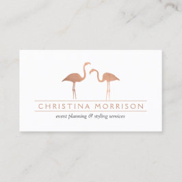 Elegante Rose Gold Flamingos Event Planner Weiß Visitenkarte