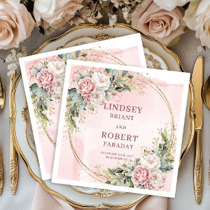 Elegante Rose Gold Floral Eukalyptus Gold Glitter  Serviette