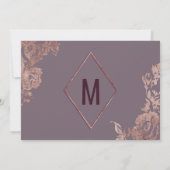 Elegante Rose Gold Floral Lila Mauve Rett Save The Date (Rückseite)