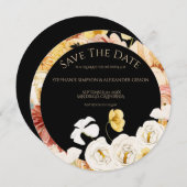 Elegante Rose Gold Floral Save the Date Karte (Vorne/Hinten)