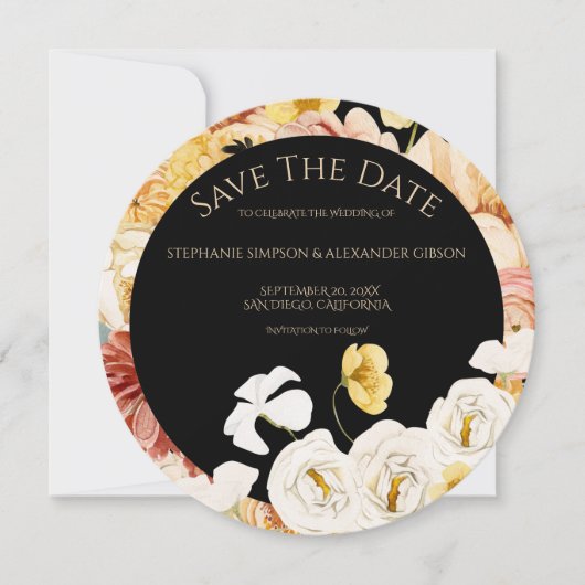Elegante Rose Gold Floral Save the Date Karte (Vorderseite)