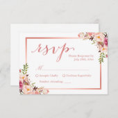Elegante Rose Gold Floral Wedding RSVP Antwort (Vorne/Hinten)