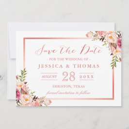 Elegante Rose Gold Floral Wedding Save the Date
