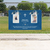 Elegante Rose Gold Florale Taufe Girl Foto Banner (Insitu)