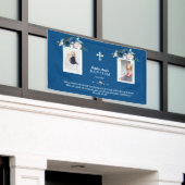 Elegante Rose Gold Florale Taufe Girl Foto Banner (Äußeres Gebäude)