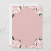 Elegante Rose Gold FloralQuinceñera Kleid Einladung (Rückseite)