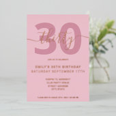 Elegante Rose Gold Foil 30. Geburtstag Einladung (Stehend vorne)