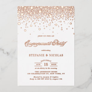 Elegante Rose Gold Foil Confetti Engagement Party Folieneinladung