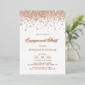 Elegante Rose Gold Foil Confetti Engagement Party Folieneinladung (Stehend vorne)