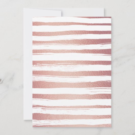 Elegante Rose Gold Foil Cross & Foliage Christenin Einladung (Rückseite)