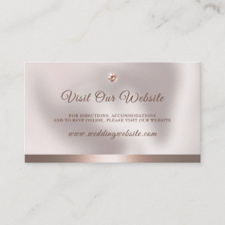 Elegante Rose Gold Foil Diamond Wedding Website Begleitkarte