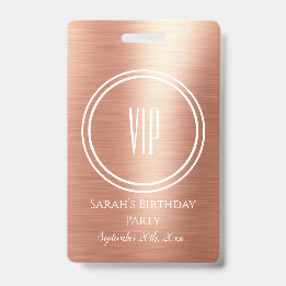 Elegante Rose Gold Foil Geburtstagsparty VIP Zugan Ausweis