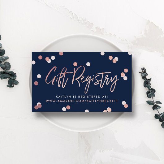 Elegante Rose Gold Foil Geschenk-Registrierung Hoc Begleitkarte