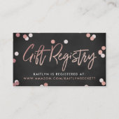 Elegante Rose Gold Foil Geschenk-Registrierung Hoc Begleitkarte (Vorderseite)