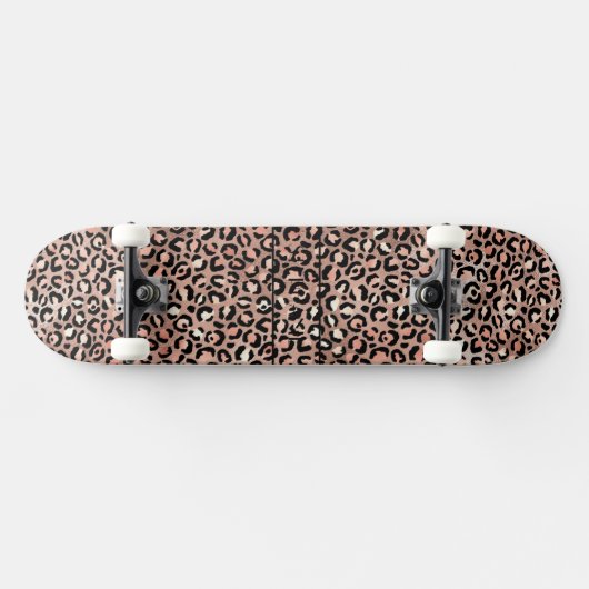 Elegante Rose Gold Foil Leopard Print Custom Skateboard (Horizontal)