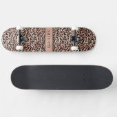 Elegante Rose Gold Foil Leopard Print Custom Skateboard (Horizontal)