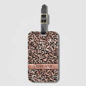 Elegante Rose Gold Foil Leopard Printing Personali Gepäckanhänger (Vorderseite Vertikal)