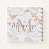Elegante Rose Gold Foil Marmor Monogramm Notizblock (Rückseite)