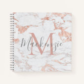 Elegante Rose Gold Foil Marmor Monogramm Notizblock (Vorderseite)