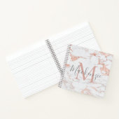 Elegante Rose Gold Foil Marmor Monogramm Notizblock (Innenseite)