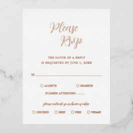 Elegante Rose Gold Foil Modern Wedding RSVP Card Folie Einladungspostkarte