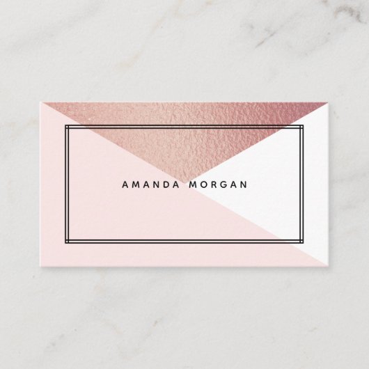 Elegante Rose Gold Foil Moderner geometrischer Sti Visitenkarte (Vorderseite)