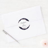 Elegante Rose Gold Foil Navy Blue Agate Hochzeit Runder Aufkleber (Umschlag)