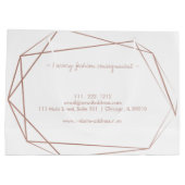 Elegante Rose Gold Foil Rahmen Moderne Berufliche Große Geschenktüte (Rückseite)