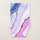 Elegante Rose Gold Foil Rosa Marmor Monogramm Badhandtuch Set (Handtuch)