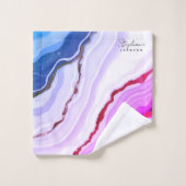 Elegante Rose Gold Foil Rosa Marmor Monogramm Badhandtuch Set (Waschlappen)