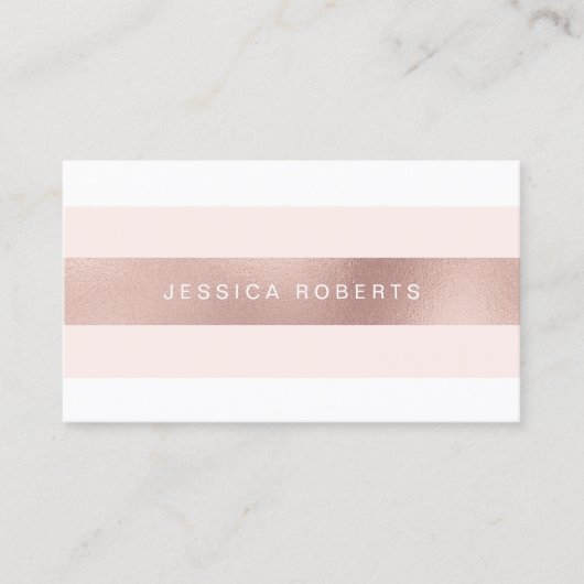 Elegante Rose Gold Foil Rosa Streifen Muster Visitenkarte (Vorderseite)