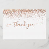 Elegante Rose Gold Foil Script Danke Karte (Vorderseite)