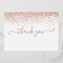 Elegante Rose Gold Foil Script Danke Karte