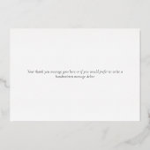 Elegante Rose Gold Foil Script Danke Karte (Rückseite)