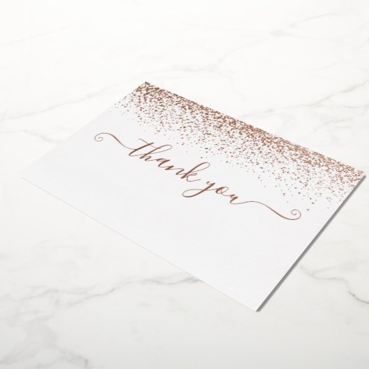 Elegante Rose Gold Foil Script Danke Karte (Gedreht)