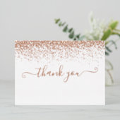 Elegante Rose Gold Foil Script Danke Karte (Stehend vorne)