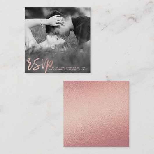 Elegante Rose Gold Foil Script Foto UAWG Begleitkarte (Vorne/Hinten)