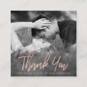 Elegante Rose Gold Foil Script Foto Vielen Dank Begleitkarte (Vorderseite)