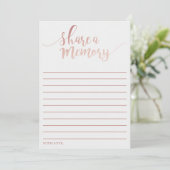 Elegante Rose Gold Foil Share A Memory Card Hinweiskarte (Stehend Vorderseite)
