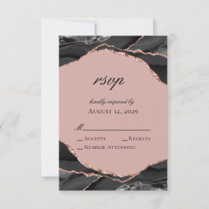 Elegante Rose-Gold-Folie-Achat-Hochzeit RSVP Karte