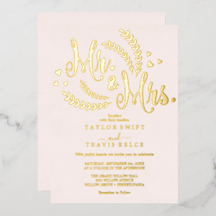 Elegante Rose Gold Folie Rouge Hochzeit  Folieneinladung