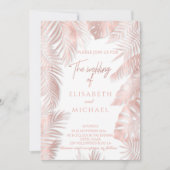 Elegante Rose Gold-Folie tropische Blätter romanti Einladung (Vorderseite)